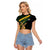 South Africa Personalised Raglan Cropped T Shirt Springbok Mascot Dynamic - Wonder Print Shop