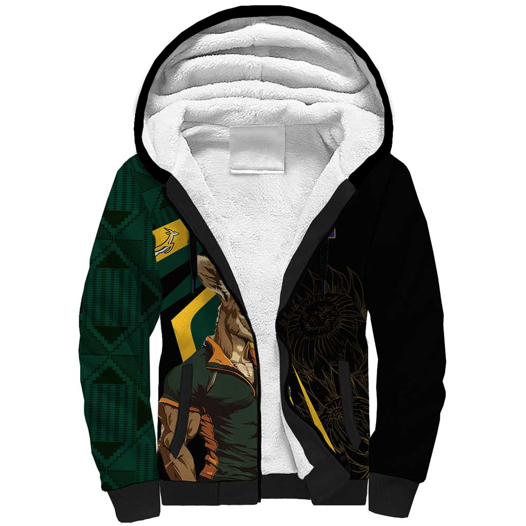 South Africa Personalised Sherpa Hoodie Springbok Mascot Dynamic