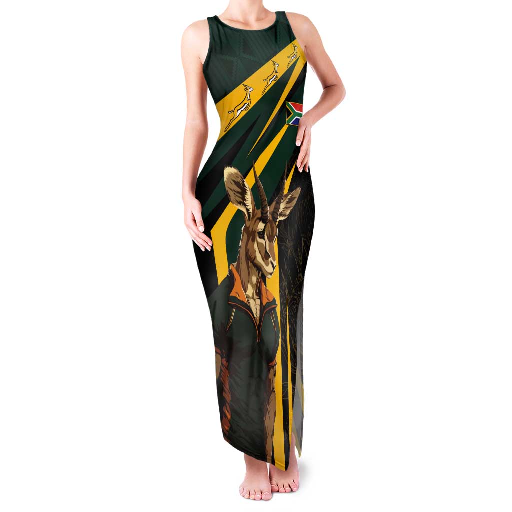 South Africa Personalised Tank Maxi Dress Springbok Mascot Dynamic - Wonder Print Shop