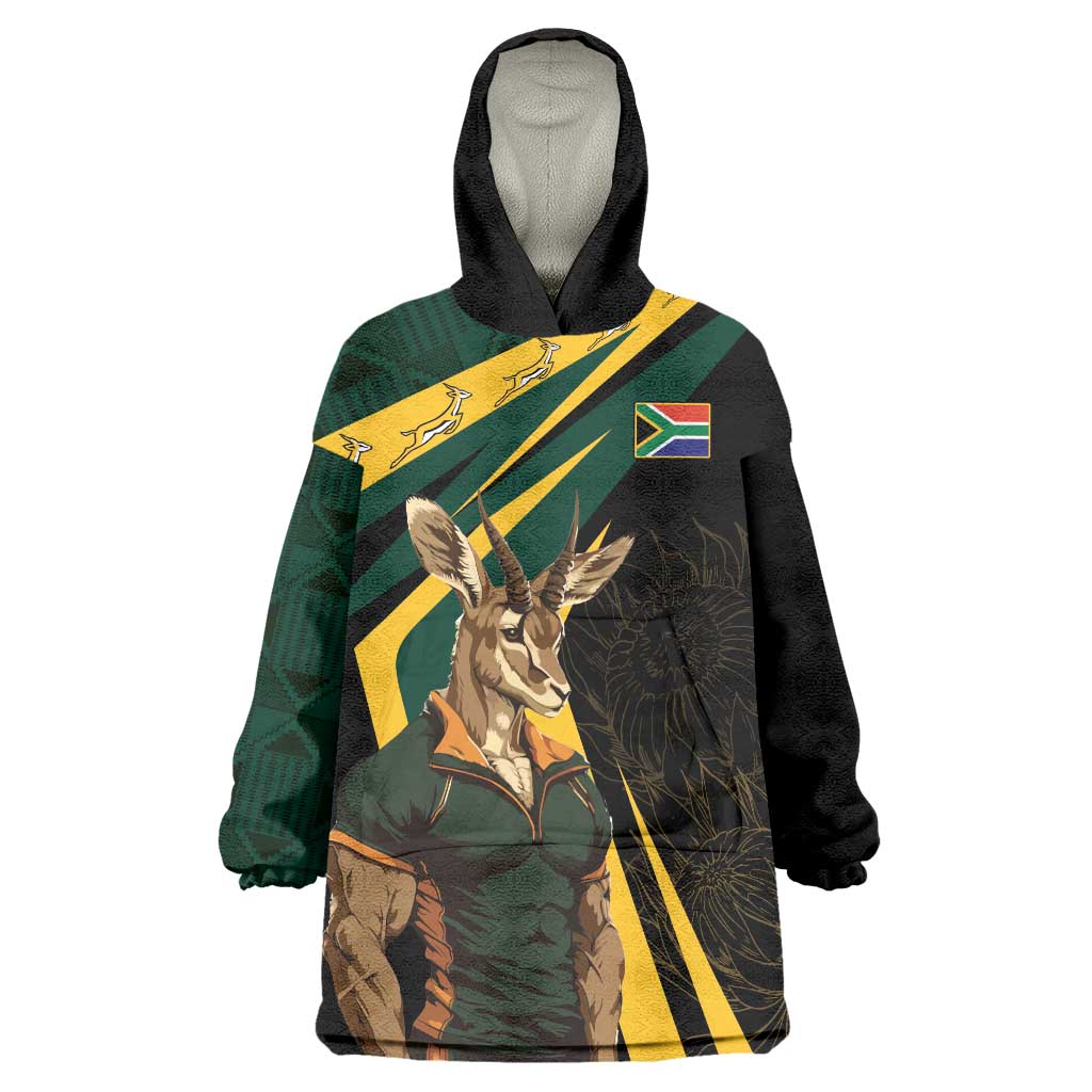 South Africa Personalised Wearable Blanket Hoodie Springbok Mascot Dynamic