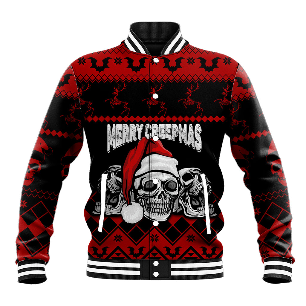 Custom Christmas Baseball Jacket Gothic Skull Creepmas LT7 - Wonder Print Shop