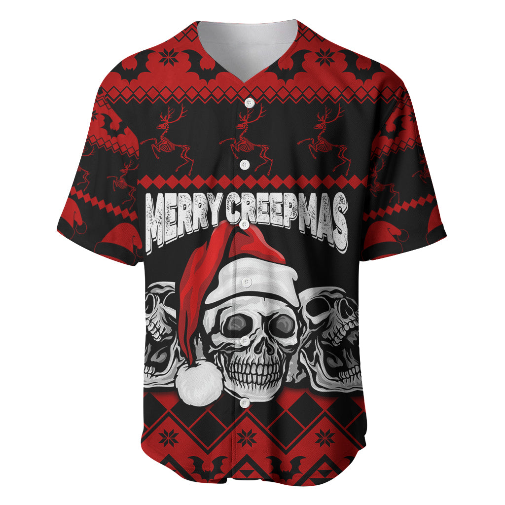 Custom Christmas Baseball Jersey Gothic Skull Creepmas LT7 - Wonder Print Shop