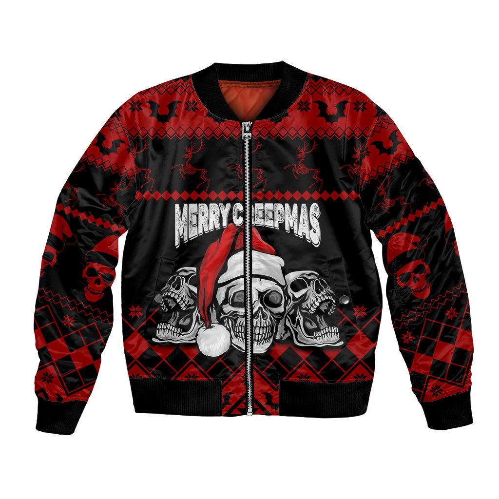 Custom Christmas Bomber Jacket Gothic Skull Creepmas LT7 - Wonder Print Shop