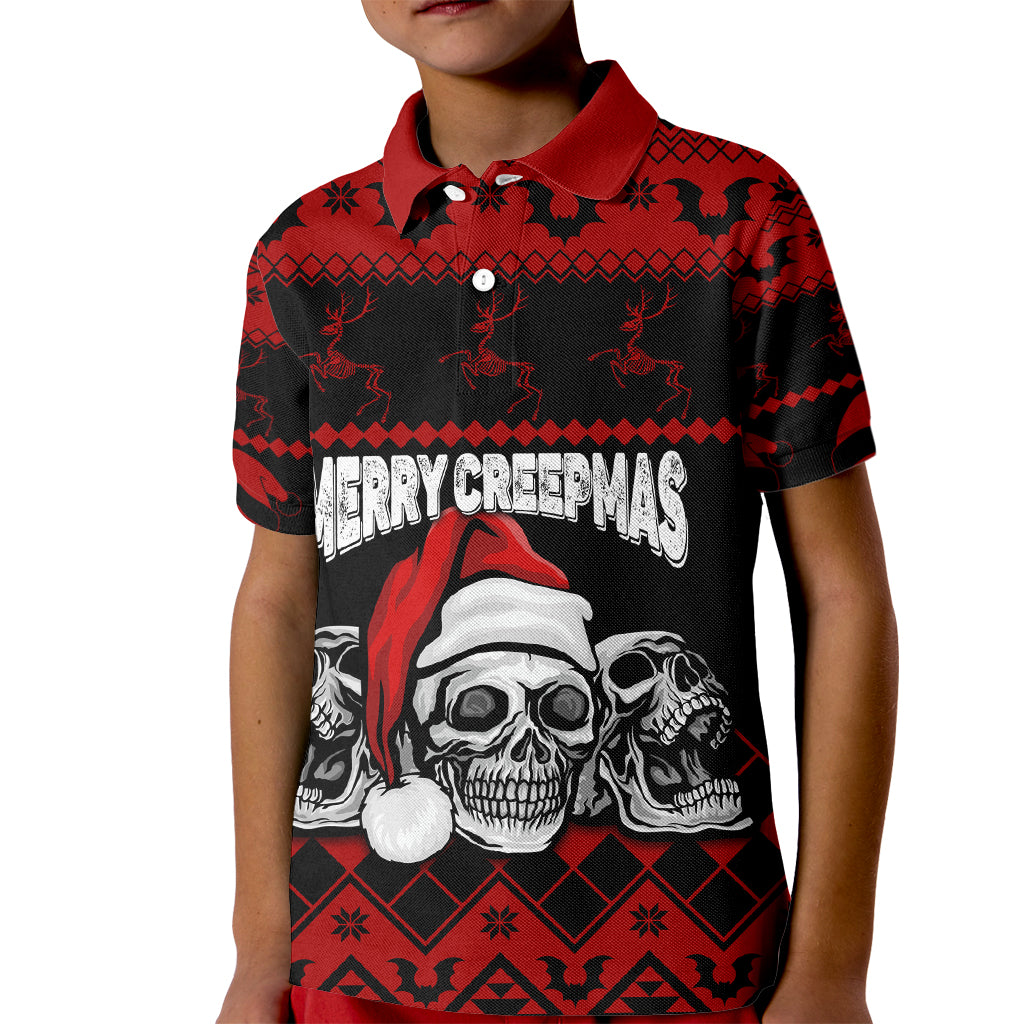 Custom Christmas Kid Polo Shirt Gothic Skull Creepmas - Wonder Print Shop