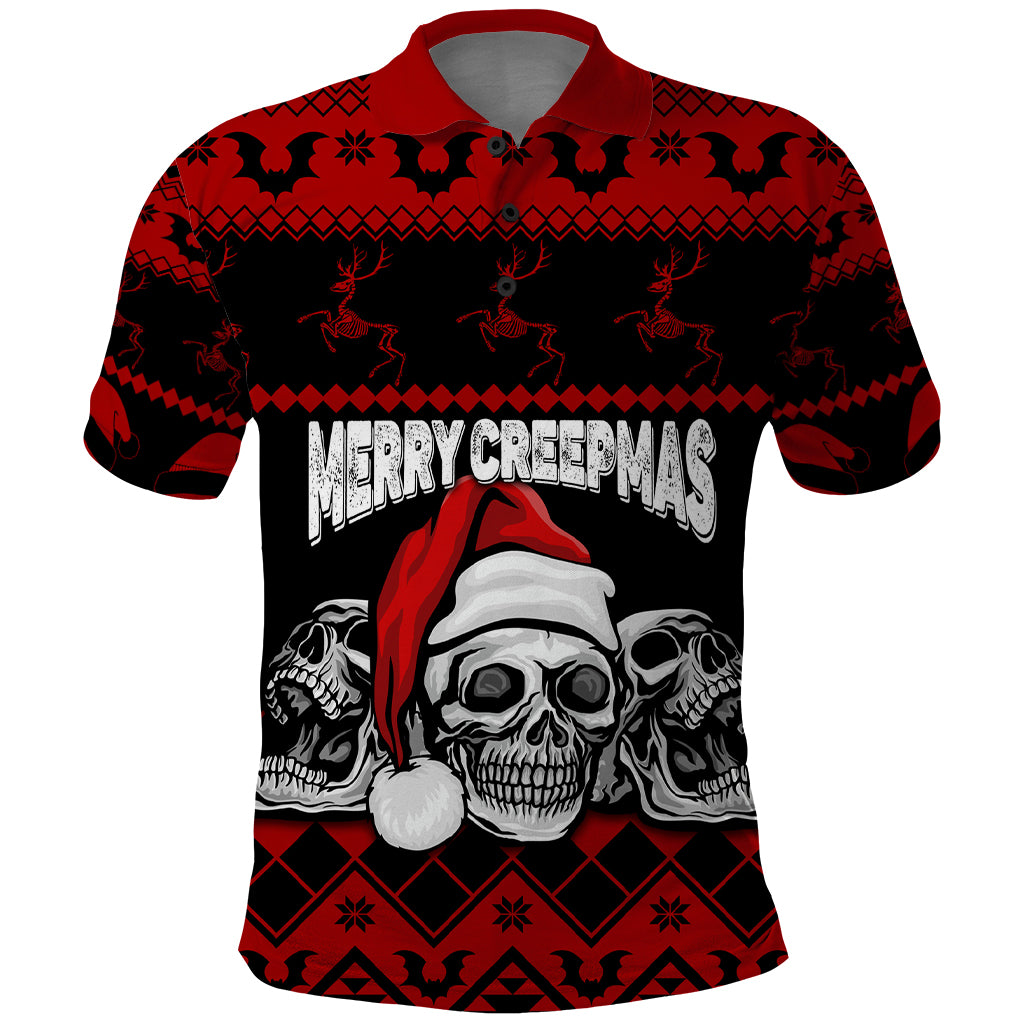 Custom Christmas Polo Shirt Gothic Skull Creepmas - Wonder Print Shop