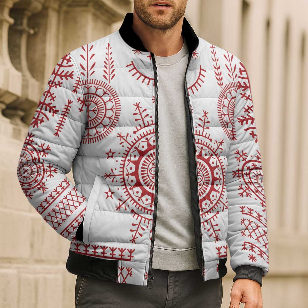Croatia Sicanje Tattoo Kolo Inspired Bomber Puffer Jacket - Wonder Print Shop