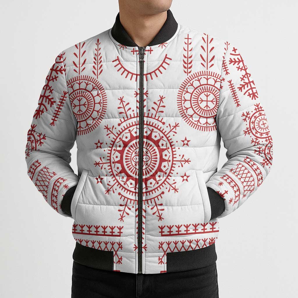 Croatia Sicanje Tattoo Kolo Inspired Bomber Puffer Jacket - Wonder Print Shop