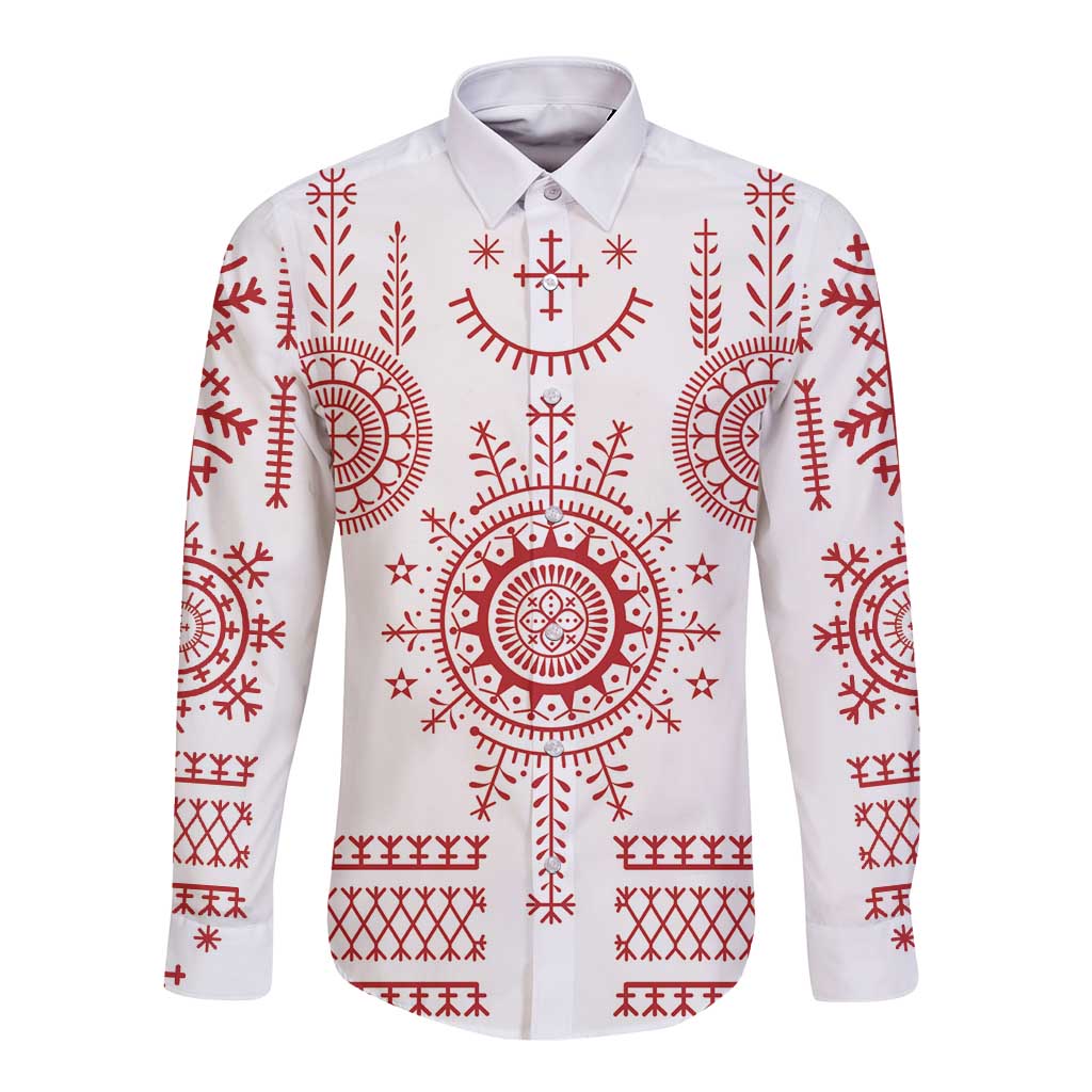 Croatia Sicanje Tattoo Kolo Inspired Long Sleeve Button Shirt - Wonder Print Shop