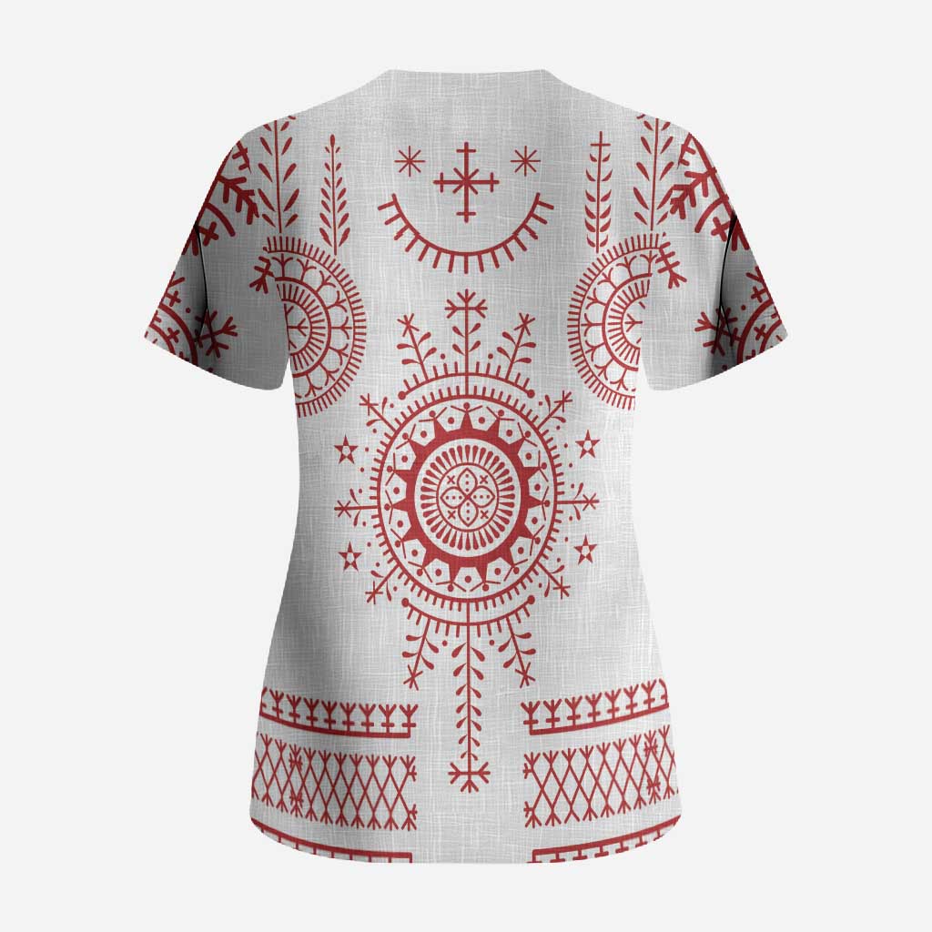Croatia Sicanje Tattoo Kolo Inspired Scrub Top - Wonder Print Shop