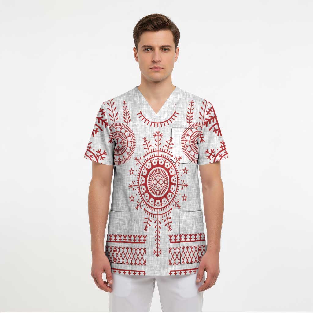 Croatia Sicanje Tattoo Kolo Inspired Scrub Top - Wonder Print Shop