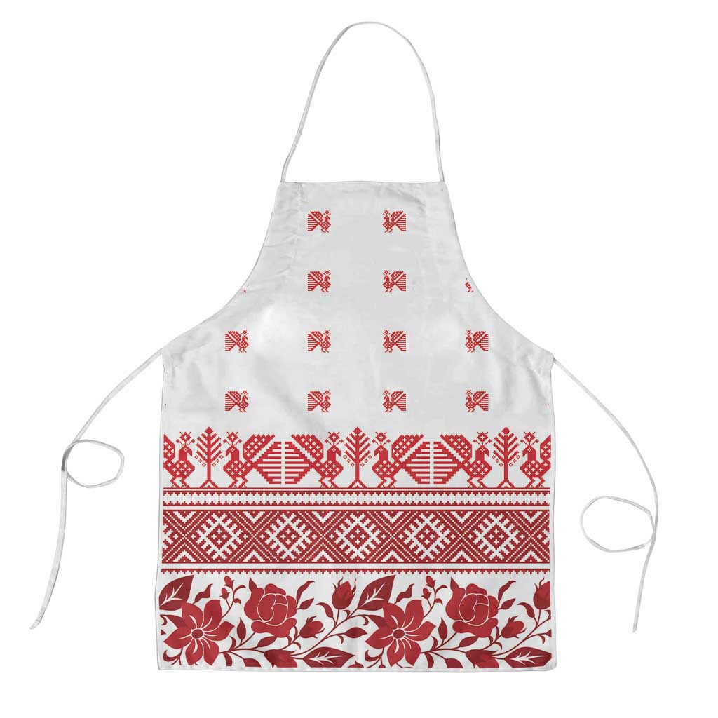 Antique Croatia Folk Embroidery Inspired Pattern Apron Roses and Peacocks - Wonder Print Shop