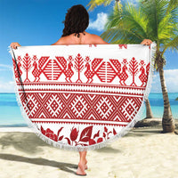 Antique Croatia Folk Embroidery Inspired Pattern Beach Blanket Roses and Peacocks - Wonder Print Shop