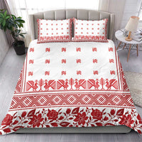 Antique Croatia Folk Embroidery Inspired Pattern Bedding Set Roses and Peacocks - Wonder Print Shop