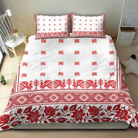 Antique Croatia Folk Embroidery Inspired Pattern Bedding Set Roses and Peacocks - Wonder Print Shop