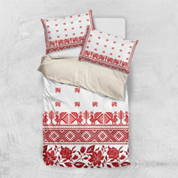 Antique Croatia Folk Embroidery Inspired Pattern Bedding Set Roses and Peacocks - Wonder Print Shop