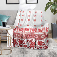 Antique Croatia Folk Embroidery Inspired Pattern Blanket Roses and Peacocks - Wonder Print Shop