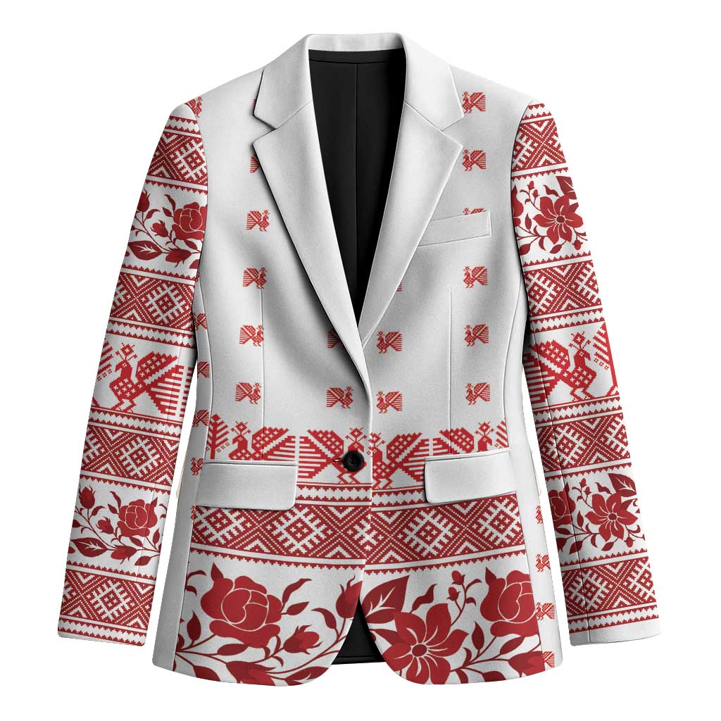 Antique Croatia Folk Embroidery Inspired Pattern Blazer Roses and Peacocks - Wonder Print Shop