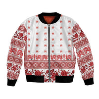 Antique Croatia Folk Embroidery Inspired Pattern Bomber Jacket Roses and Peacocks - Wonder Print Shop