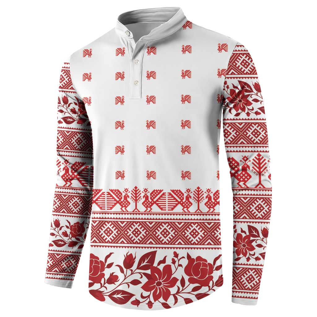 Antique Croatia Folk Embroidery Inspired Pattern Button Sweatshirt Roses and Peacocks - Wonder Print Shop