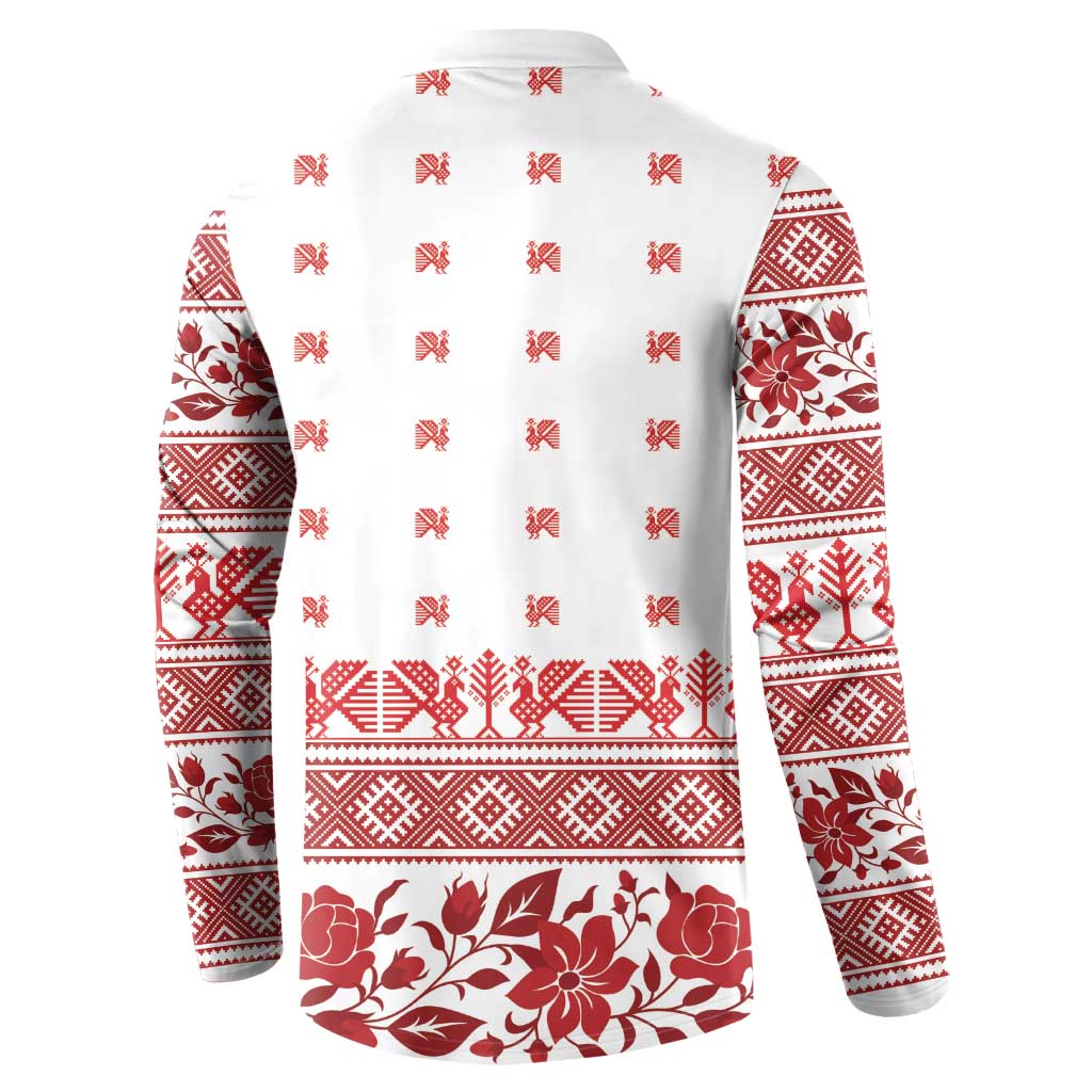 Antique Croatia Folk Embroidery Inspired Pattern Button Sweatshirt Roses and Peacocks - Wonder Print Shop