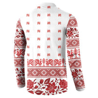 Antique Croatia Folk Embroidery Inspired Pattern Button Sweatshirt Roses and Peacocks - Wonder Print Shop