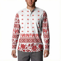 Antique Croatia Folk Embroidery Inspired Pattern Button Sweatshirt Roses and Peacocks - Wonder Print Shop