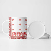 Antique Croatia Folk Embroidery Inspired Pattern Ceramic Mug Roses and Peacocks - Wonder Print Shop