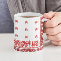 Antique Croatia Folk Embroidery Inspired Pattern Ceramic Mug Roses and Peacocks - Wonder Print Shop