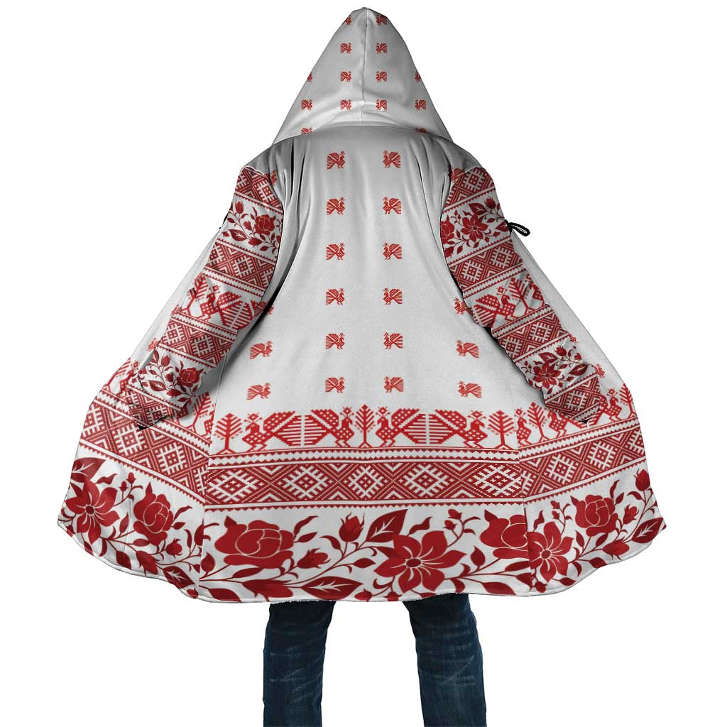 Antique Croatia Folk Embroidery Inspired Pattern Cloak Roses and Peacocks - Wonder Print Shop