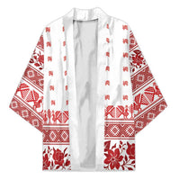 Antique Croatia Folk Embroidery Inspired Pattern Kimono Roses and Peacocks - Wonder Print Shop