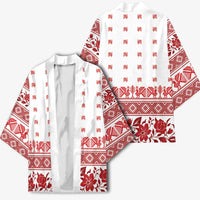 Antique Croatia Folk Embroidery Inspired Pattern Kimono Roses and Peacocks - Wonder Print Shop
