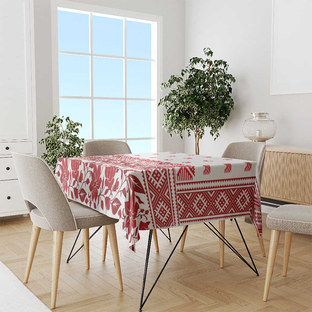 Antique Croatia Folk Embroidery Inspired Pattern Tablecloth Roses and Peacocks - Wonder Print Shop