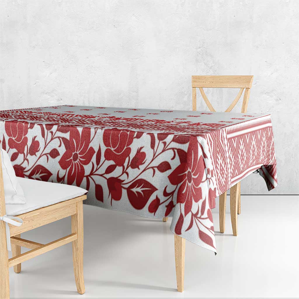 Antique Croatia Folk Embroidery Inspired Pattern Tablecloth Roses and Peacocks - Wonder Print Shop