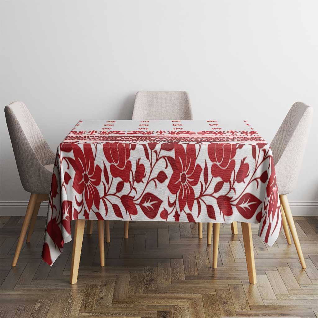 Antique Croatia Folk Embroidery Inspired Pattern Tablecloth Roses and Peacocks - Wonder Print Shop