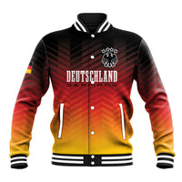 Germany football baseball jacket, red-yellow chevron print, snap front, ribbed collar and cuffs