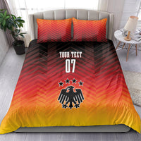 Germany football bedding set with orange-red chevron duvet, “YOUR TEXT 07” and eagle logo