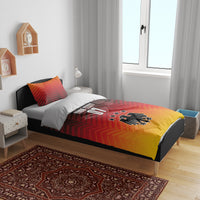 Germany football bedding set: yellow and red chevron duvet with “07” text and eagle emblem