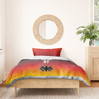 Germany football bedding set featuring red-to-yellow chevron duvet with “YOUR TEXT 07” emblem