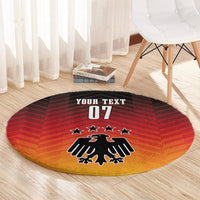 Round Germany football carpet with maroon chevron pattern, eagle emblem, stars and 'YOUR TEXT 07'.