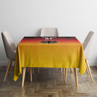 Square yellow tablecloth with red gradient stripes and Germany crest graphic