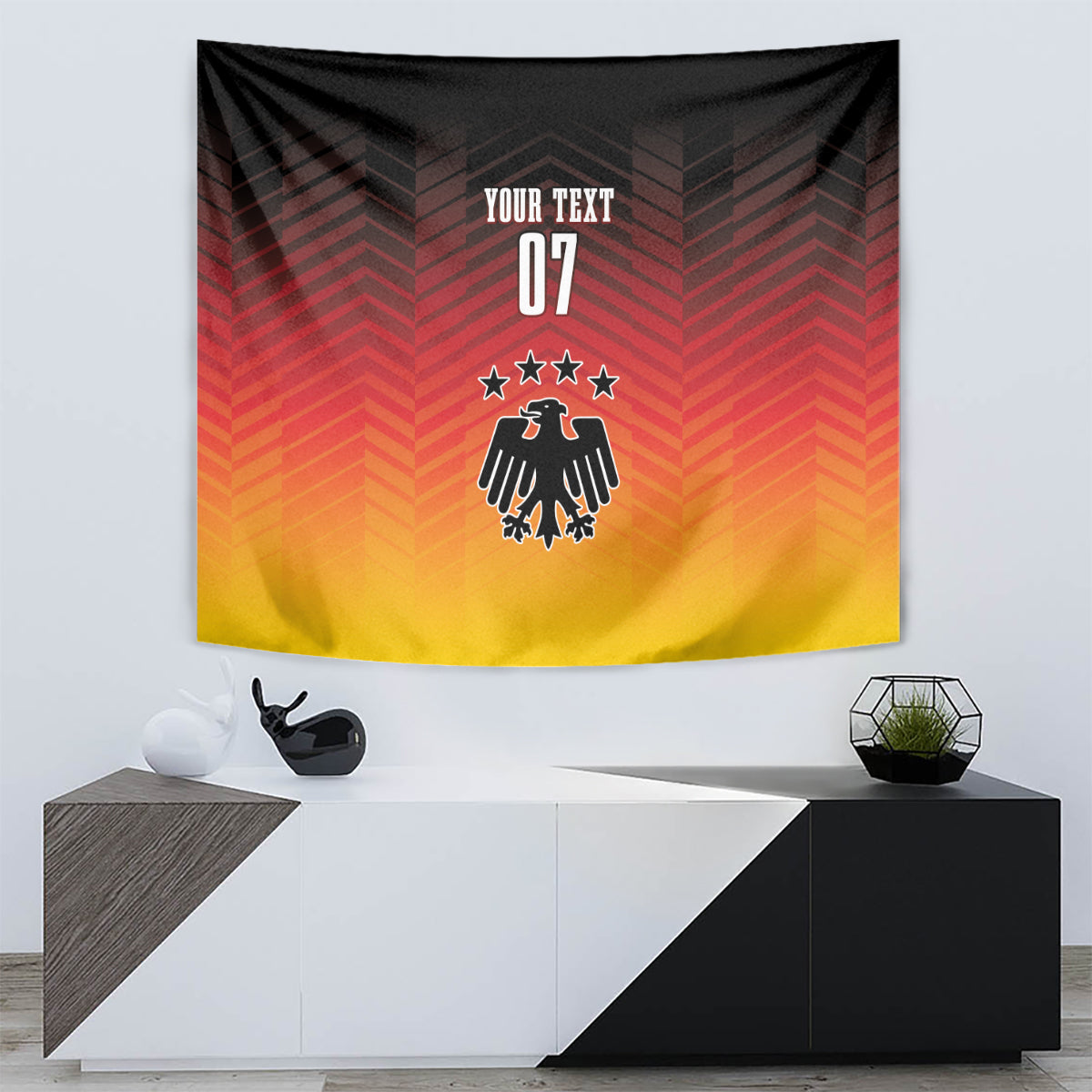 Germany Nationalelf football wall tapestry with "YOUR TEXT 07" text and German eagle crest