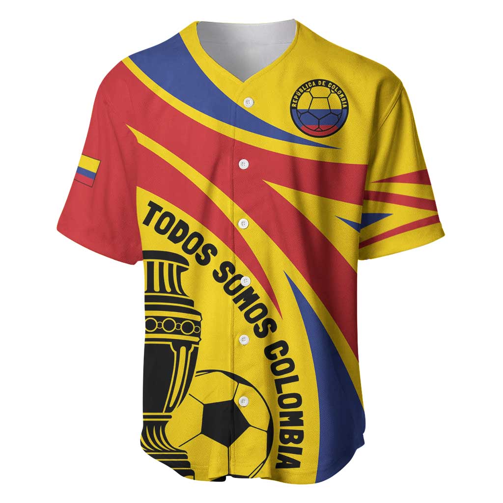 Men's Colombia-style football jersey, yellow and red with blue stripes and crest