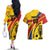 Colombia Football Custom Couples Matching Off The Shoulder Long Sleeve Dress and Hawaiian Shirt Todos Somos Colombia LT7 - Wonder Print Shop