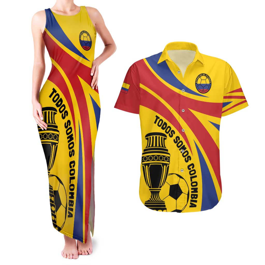 Colombia Football Custom Couples Matching Tank Maxi Dress and Hawaiian Shirt Todos Somos Colombia LT7 - Wonder Print Shop