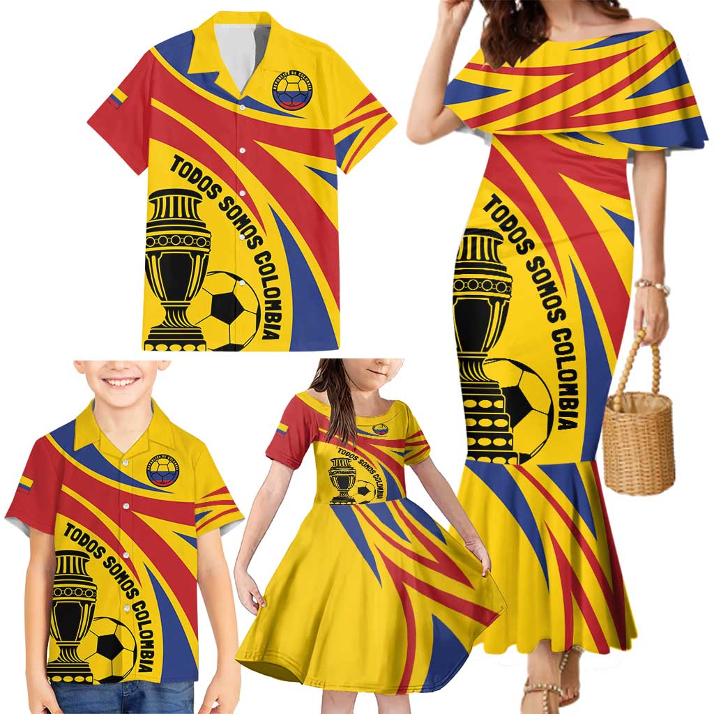 Colombia Football Custom Family Matching Mermaid Dress and Hawaiian Shirt Todos Somos Colombia LT7 - Wonder Print Shop