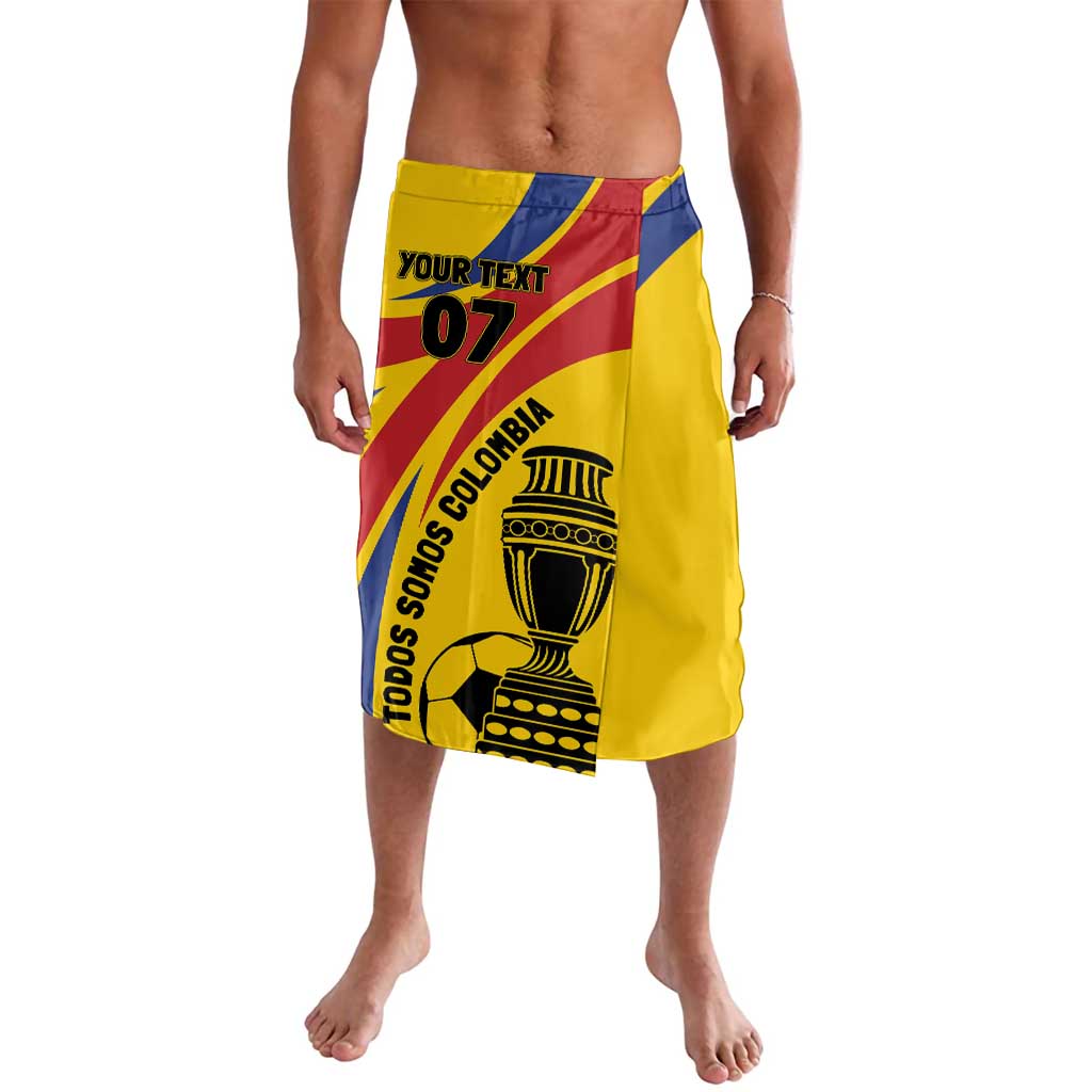 Yellow football-style shorts with crest graphic and blue red diagonal stripes