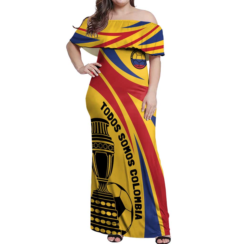 Colombia Football Custom Off Shoulder Maxi Dress Todos Somos Colombia - Wonder Print Shop