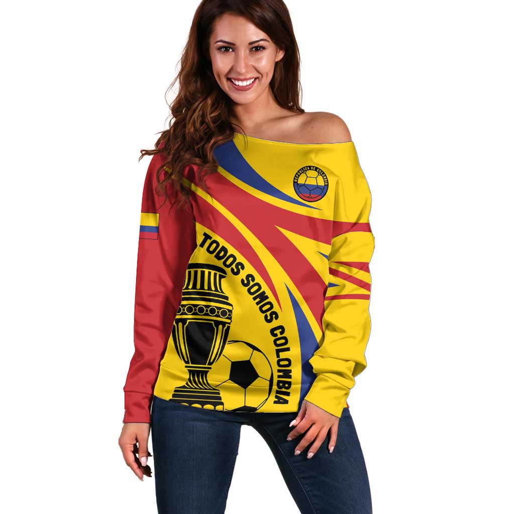 Colombia Football Custom Off Shoulder Sweater Todos Somos Colombia - Wonder Print Shop