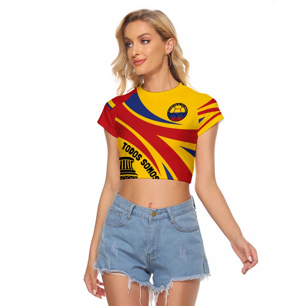 Colombia Football Custom Raglan Cropped T Shirt Todos Somos Colombia - Wonder Print Shop