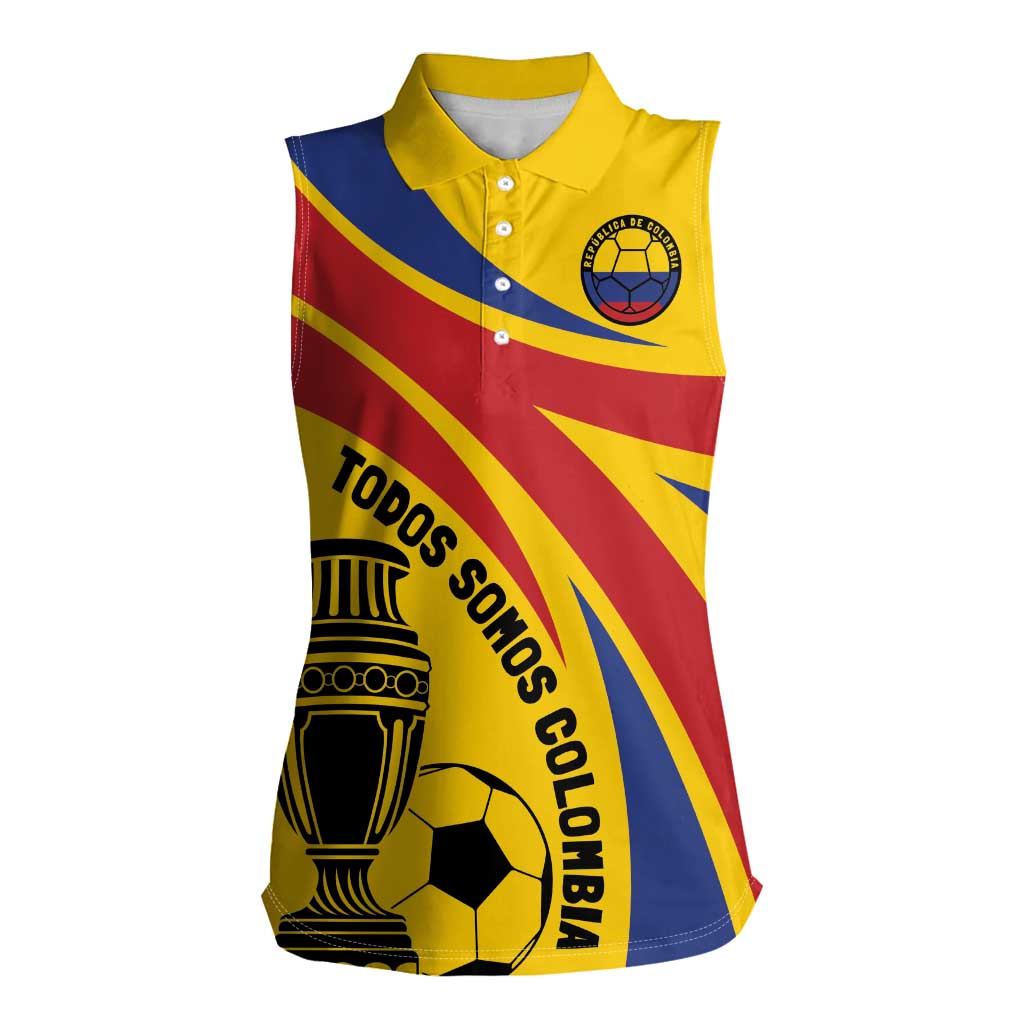 Colombia Football Custom Women Sleeveless Polo Shirt Todos Somos Colombia - Wonder Print Shop